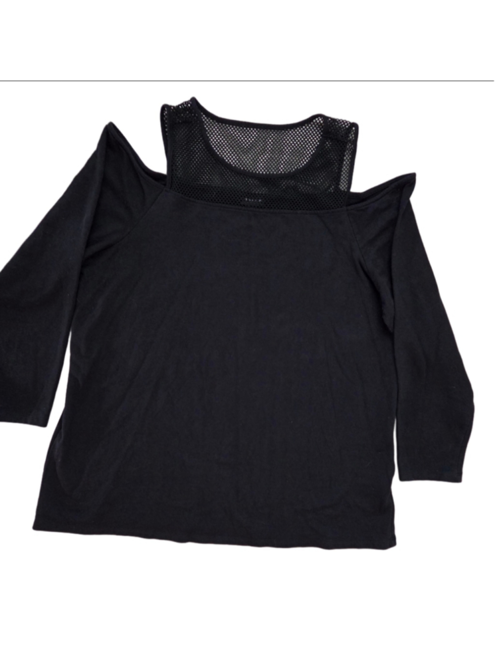 Women's Torrid Black Cold Shoulder Mesh Detail Long Sleeve Tee Size 2 or 2X